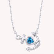 Simulated Birthstone Anchor Pendant Necklace for Women