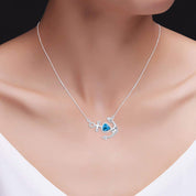 Simulated Birthstone Anchor Pendant Necklace for Women