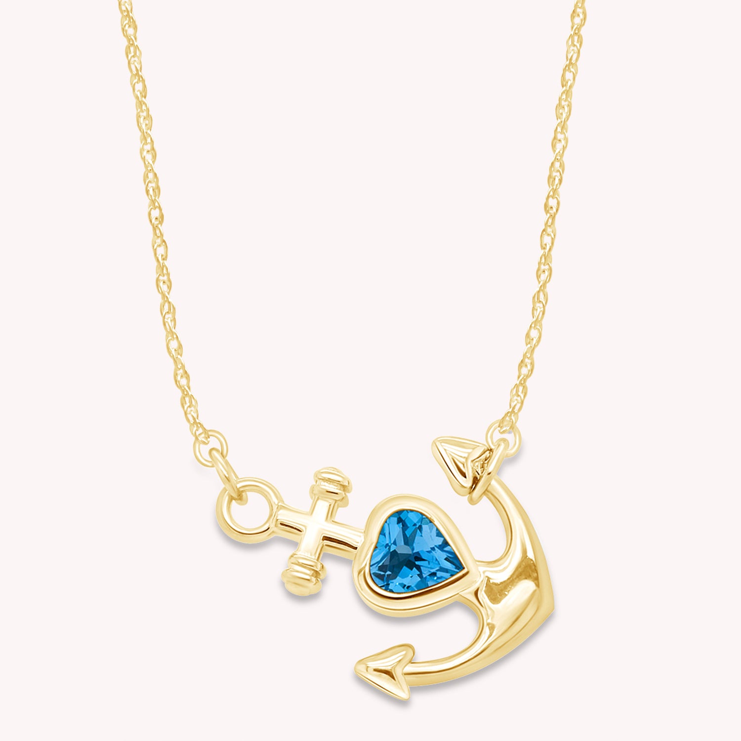Simulated Birthstone Anchor Pendant Necklace for Women