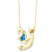 Simulated Birthstone Anchor Pendant Necklace for Women