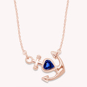 Simulated Birthstone Anchor Pendant Necklace for Women