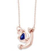 Simulated Birthstone Anchor Pendant Necklace for Women