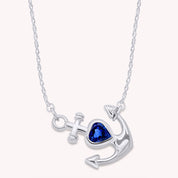 Simulated Birthstone Anchor Pendant Necklace for Women