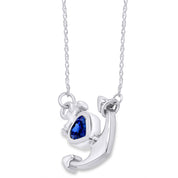 Simulated Birthstone Anchor Pendant Necklace for Women