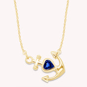Simulated Birthstone Anchor Pendant Necklace for Women