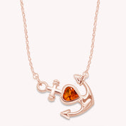 Simulated Birthstone Anchor Pendant Necklace for Women