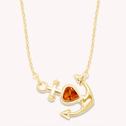 Simulated Birthstone Anchor Pendant Necklace for Women
