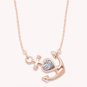 Simulated Birthstone Anchor Pendant Necklace for Women