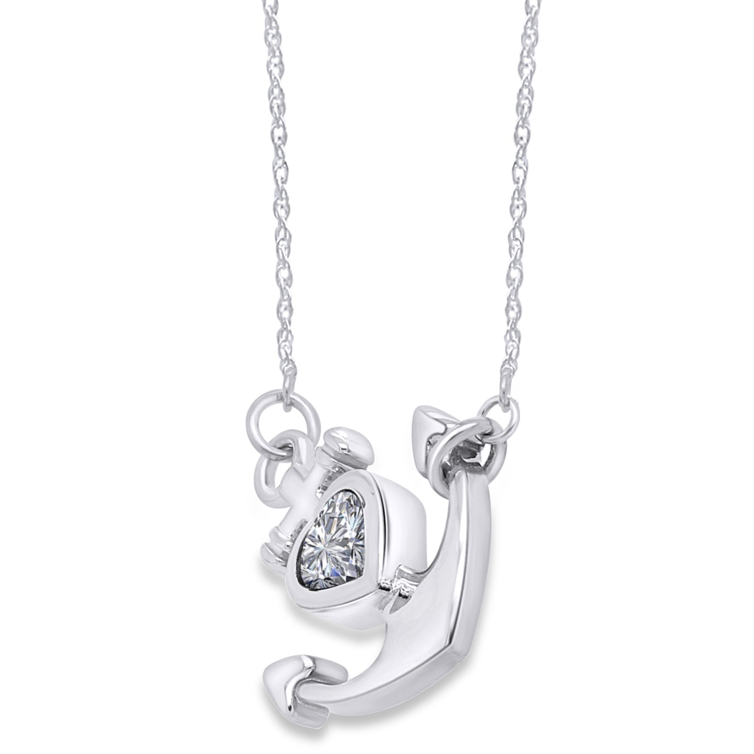 Simulated Birthstone Anchor Pendant Necklace for Women