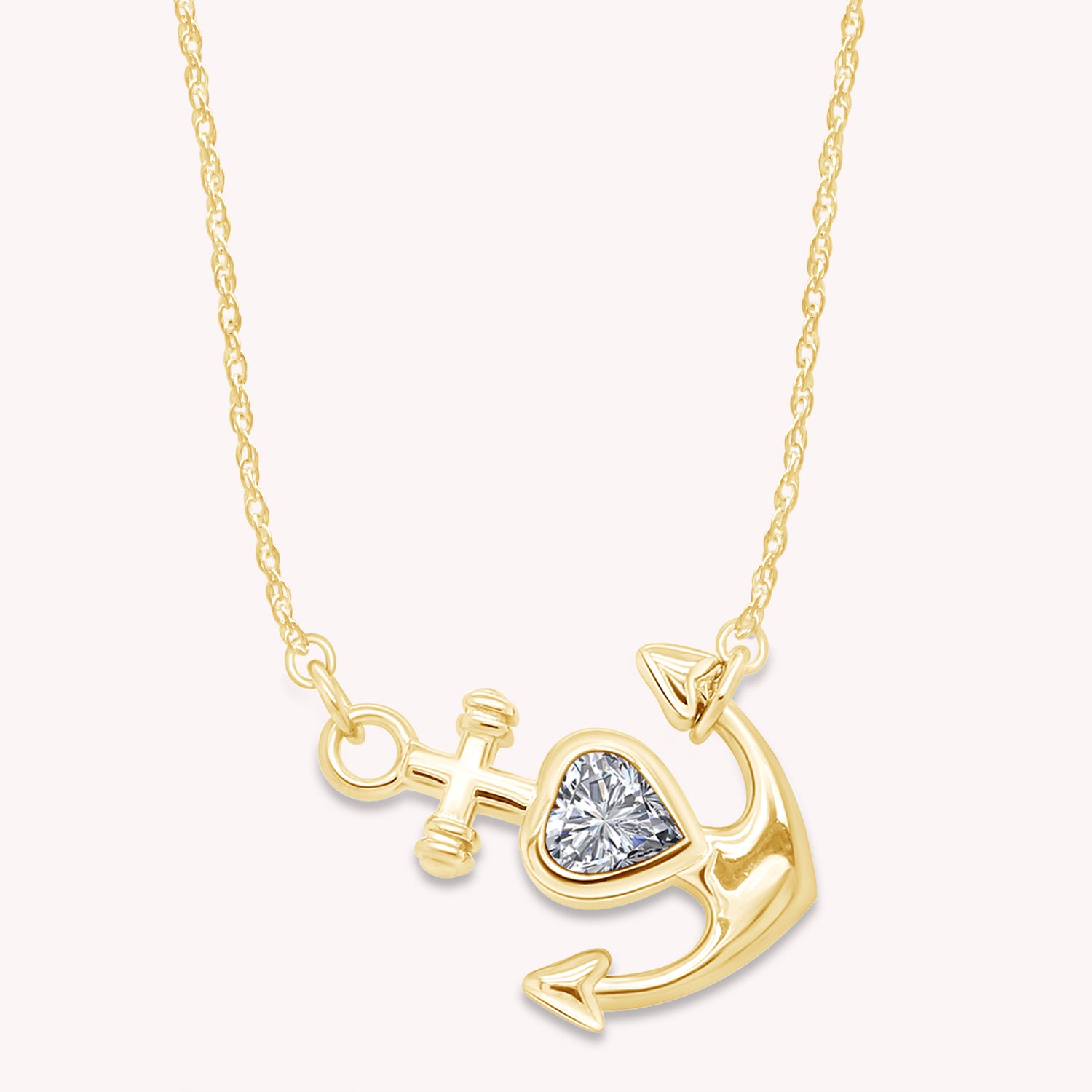 Simulated Birthstone Anchor Pendant Necklace for Women