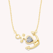 Simulated Birthstone Anchor Pendant Necklace for Women