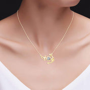 Simulated Birthstone Anchor Pendant Necklace for Women