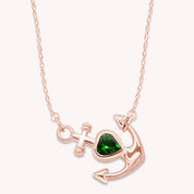 Simulated Birthstone Anchor Pendant Necklace for Women