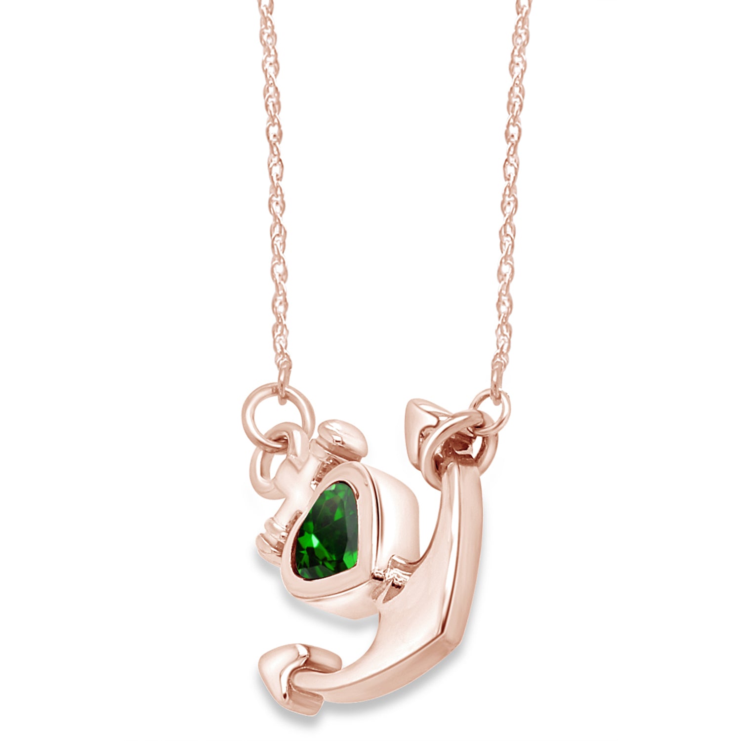Simulated Birthstone Anchor Pendant Necklace for Women