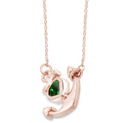 Simulated Birthstone Anchor Pendant Necklace for Women