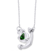 Simulated Birthstone Anchor Pendant Necklace for Women