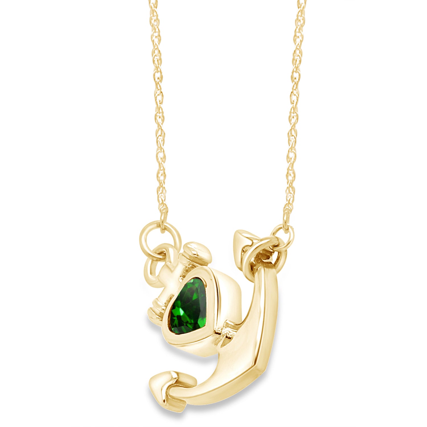 Simulated Birthstone Anchor Pendant Necklace for Women