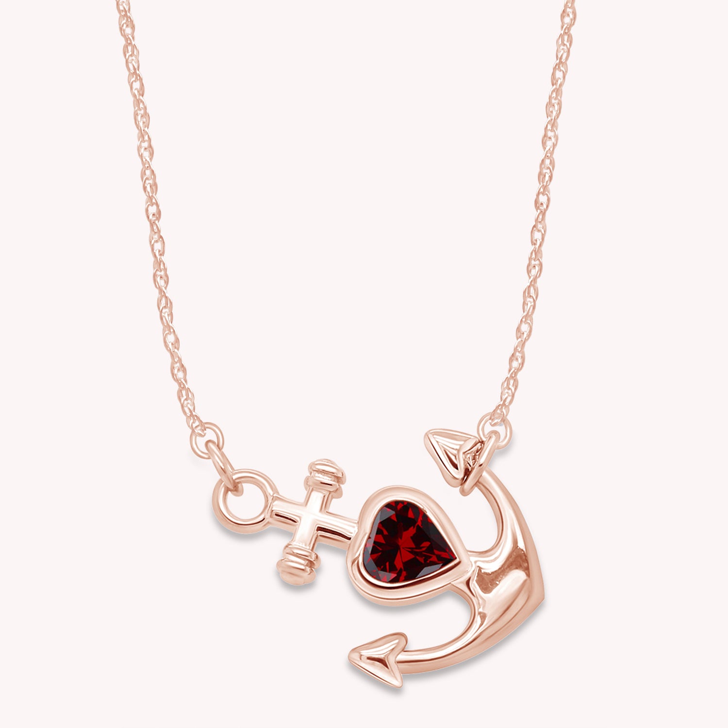Simulated Birthstone Anchor Pendant Necklace for Women