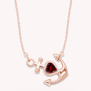 Simulated Birthstone Anchor Pendant Necklace for Women