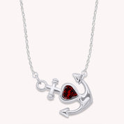 Simulated Birthstone Anchor Pendant Necklace for Women