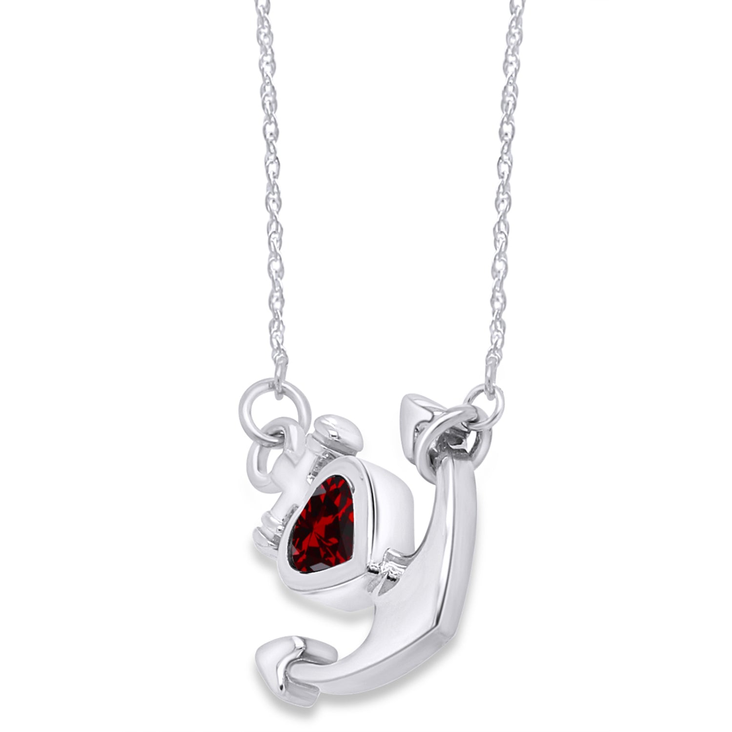 Simulated Birthstone Anchor Pendant Necklace for Women