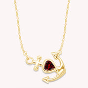 Simulated Birthstone Anchor Pendant Necklace for Women