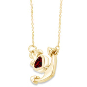 Simulated Birthstone Anchor Pendant Necklace for Women