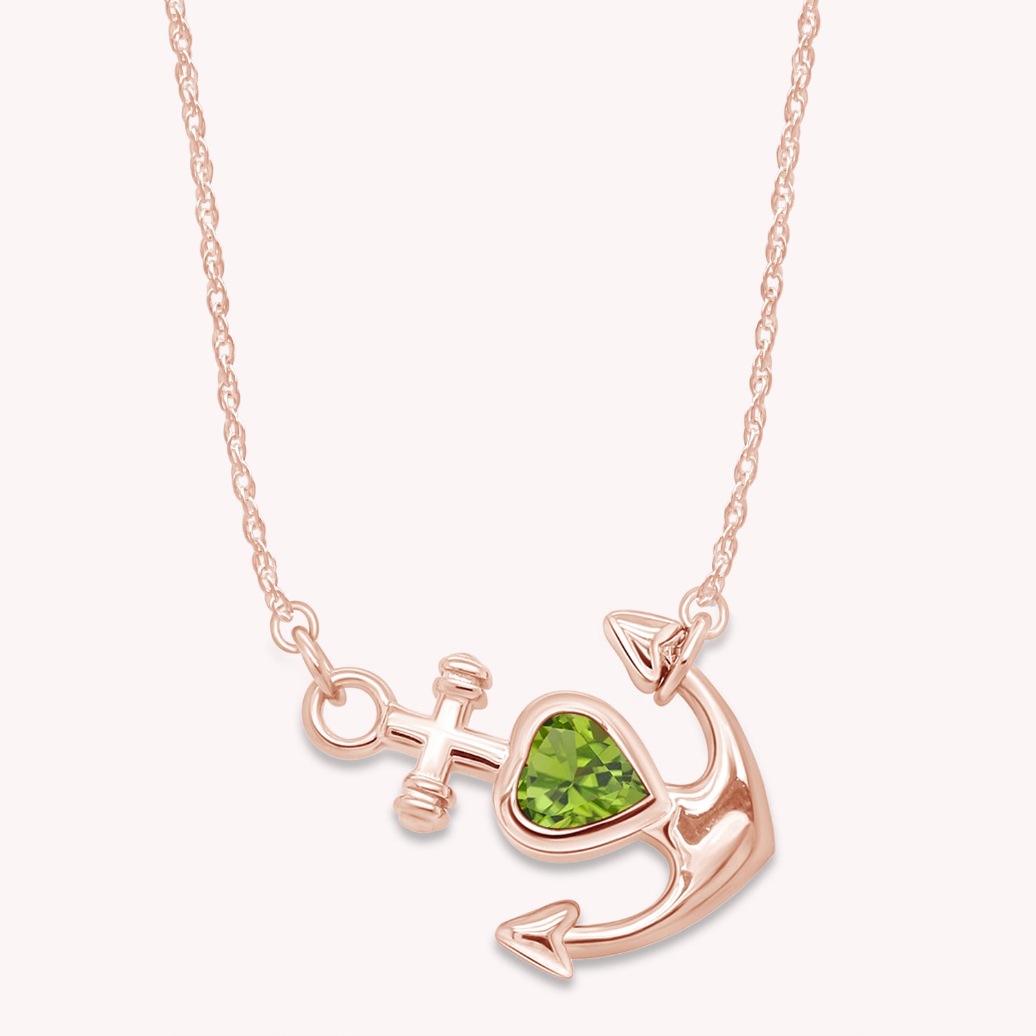 Simulated Birthstone Anchor Pendant Necklace for Women