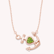 Simulated Birthstone Anchor Pendant Necklace for Women