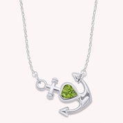 Simulated Birthstone Anchor Pendant Necklace for Women