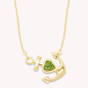 Simulated Birthstone Anchor Pendant Necklace for Women