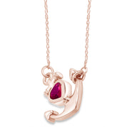 Simulated Birthstone Anchor Pendant Necklace for Women