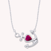 Simulated Birthstone Anchor Pendant Necklace for Women
