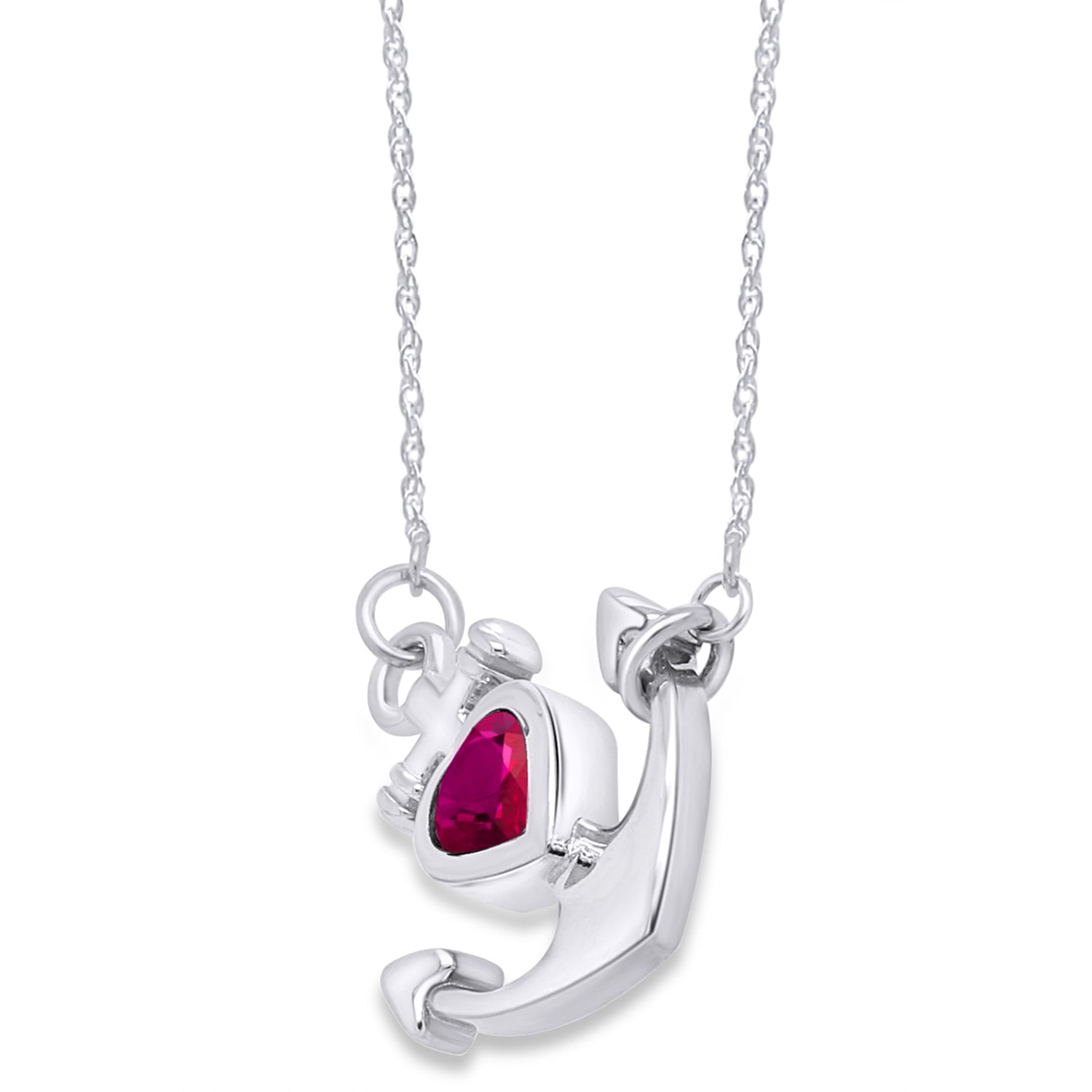Simulated Birthstone Anchor Pendant Necklace for Women