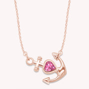 Simulated Birthstone Anchor Pendant Necklace for Women