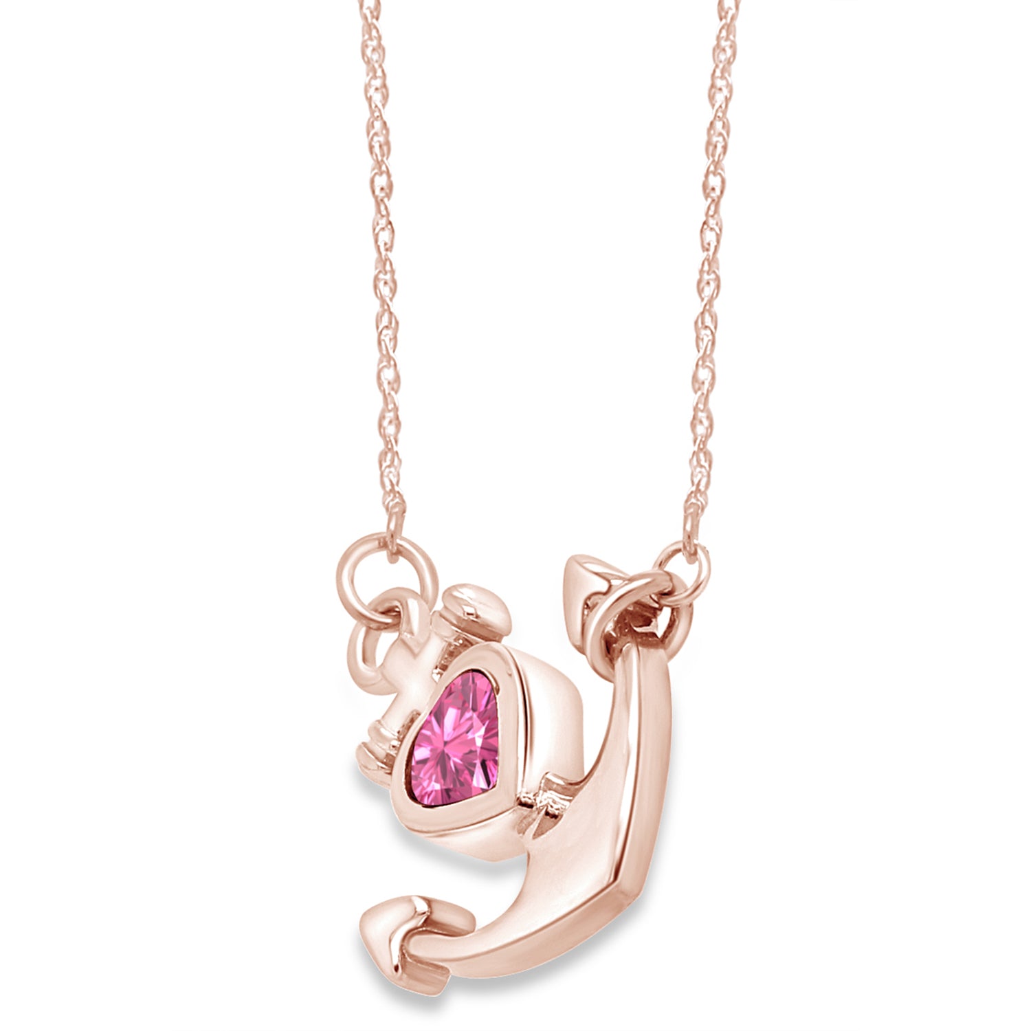 Simulated Birthstone Anchor Pendant Necklace for Women