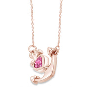 Simulated Birthstone Anchor Pendant Necklace for Women