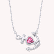 Simulated Birthstone Anchor Pendant Necklace for Women