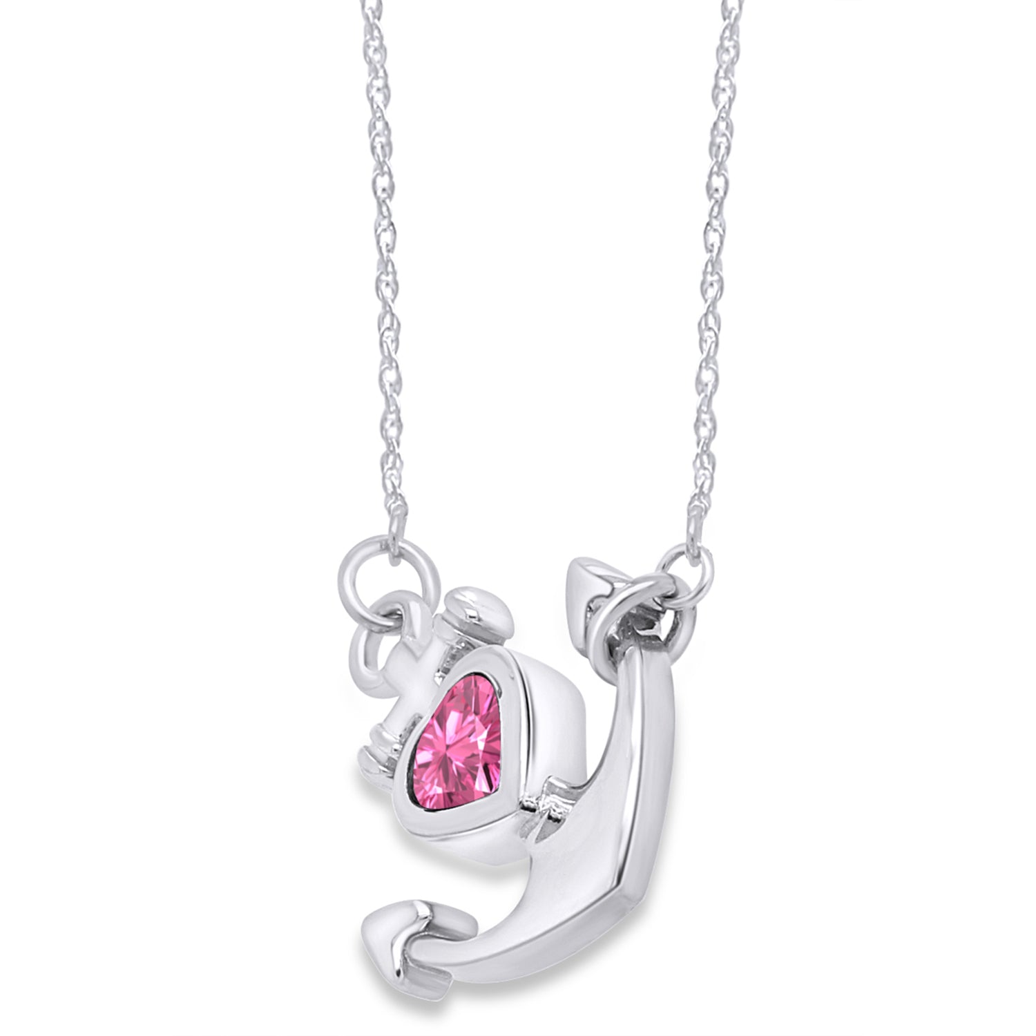 Simulated Birthstone Anchor Pendant Necklace for Women