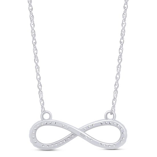 0.10 Carat Round Cut Natural Diamond Sideways Infinity Pendant Necklace In 925 Sterling Silver