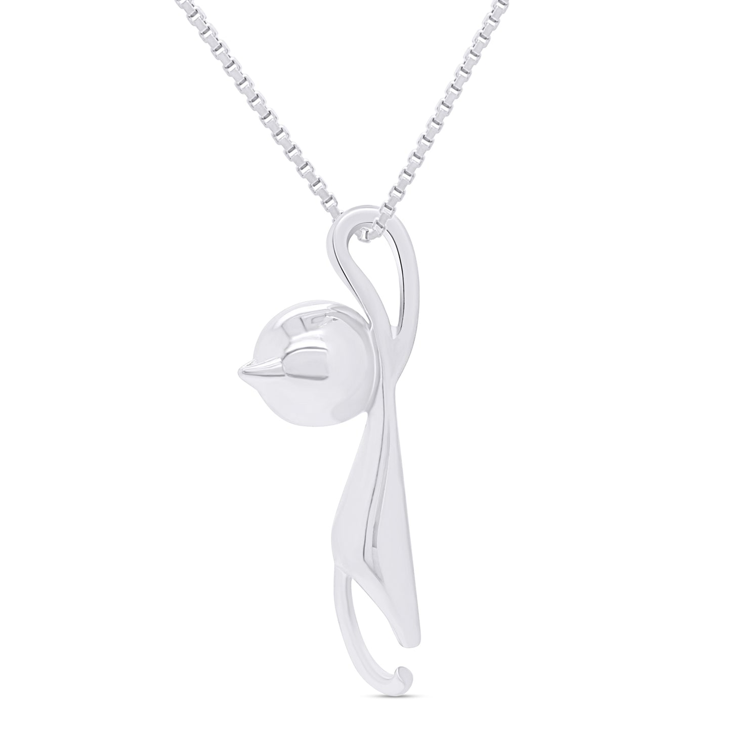 Flying Hanging Cat Pendant Necklace For Women In 925 Sterling Silver