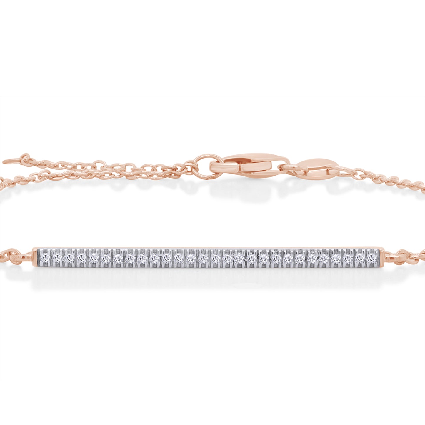 Load image into Gallery viewer, 0.07 Carat Round White Natural Diamond Accent Bar Bracelet In 925 Sterling Silver
