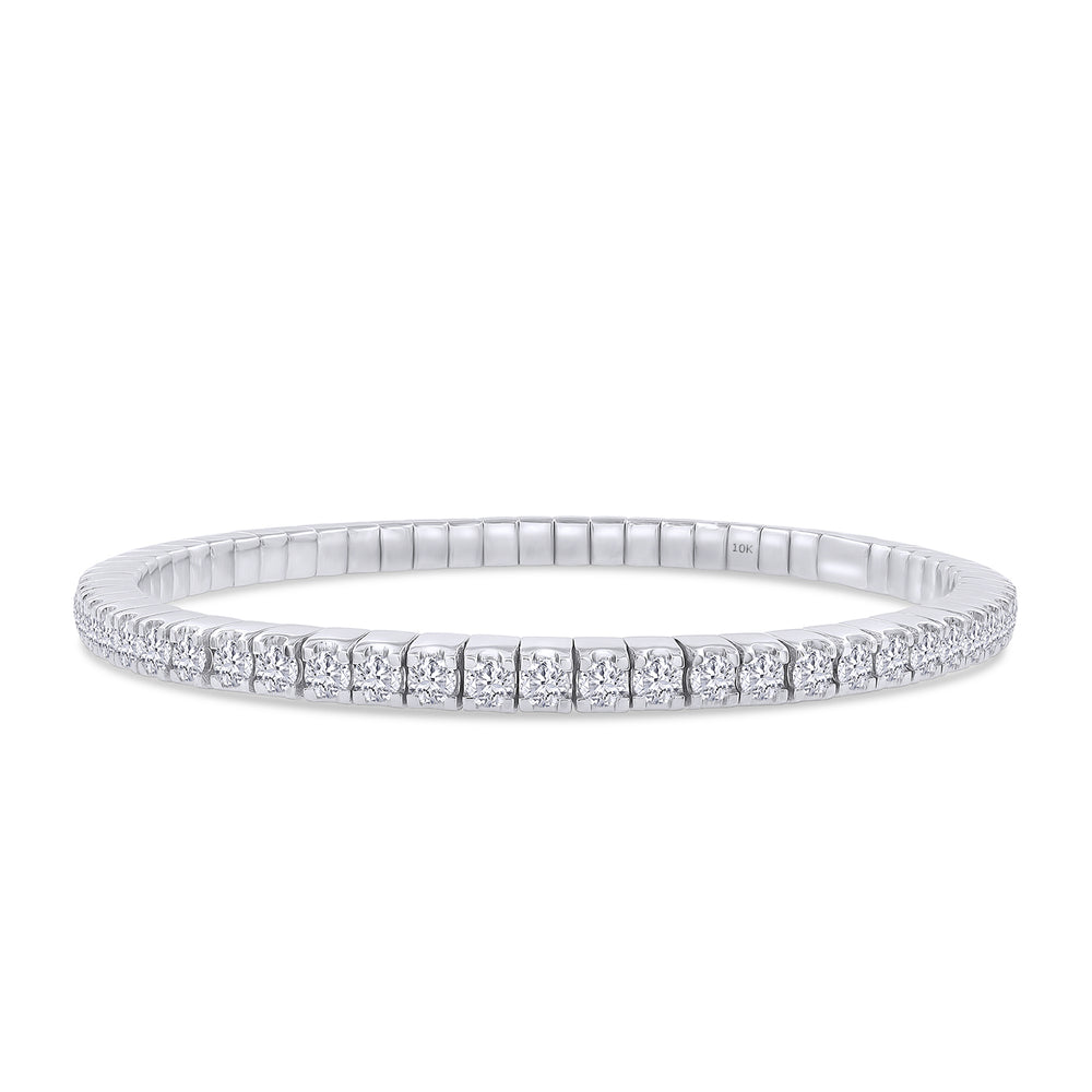 3MM Stretchable Tennis Bracelet For Women, 3.15 Carat Round Lab Created Moissanite Diamond In 10K Solid Gold Jewelry