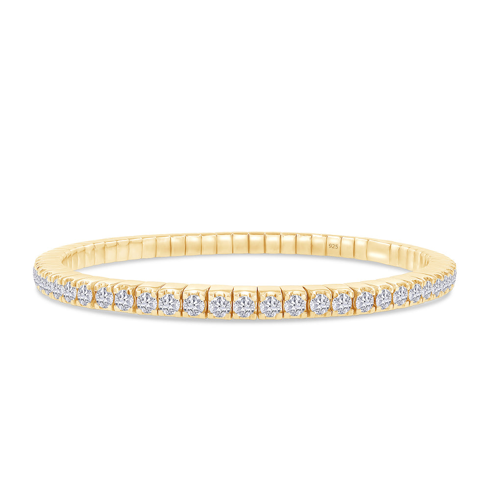 
                      
                        3MM Stretchable Tennis Bracelet For Women, 3.15 Carat Round Lab Created Moissanite Diamond In 14K Gold Plated 925 Sterling Silver Jewelry
                      
                    