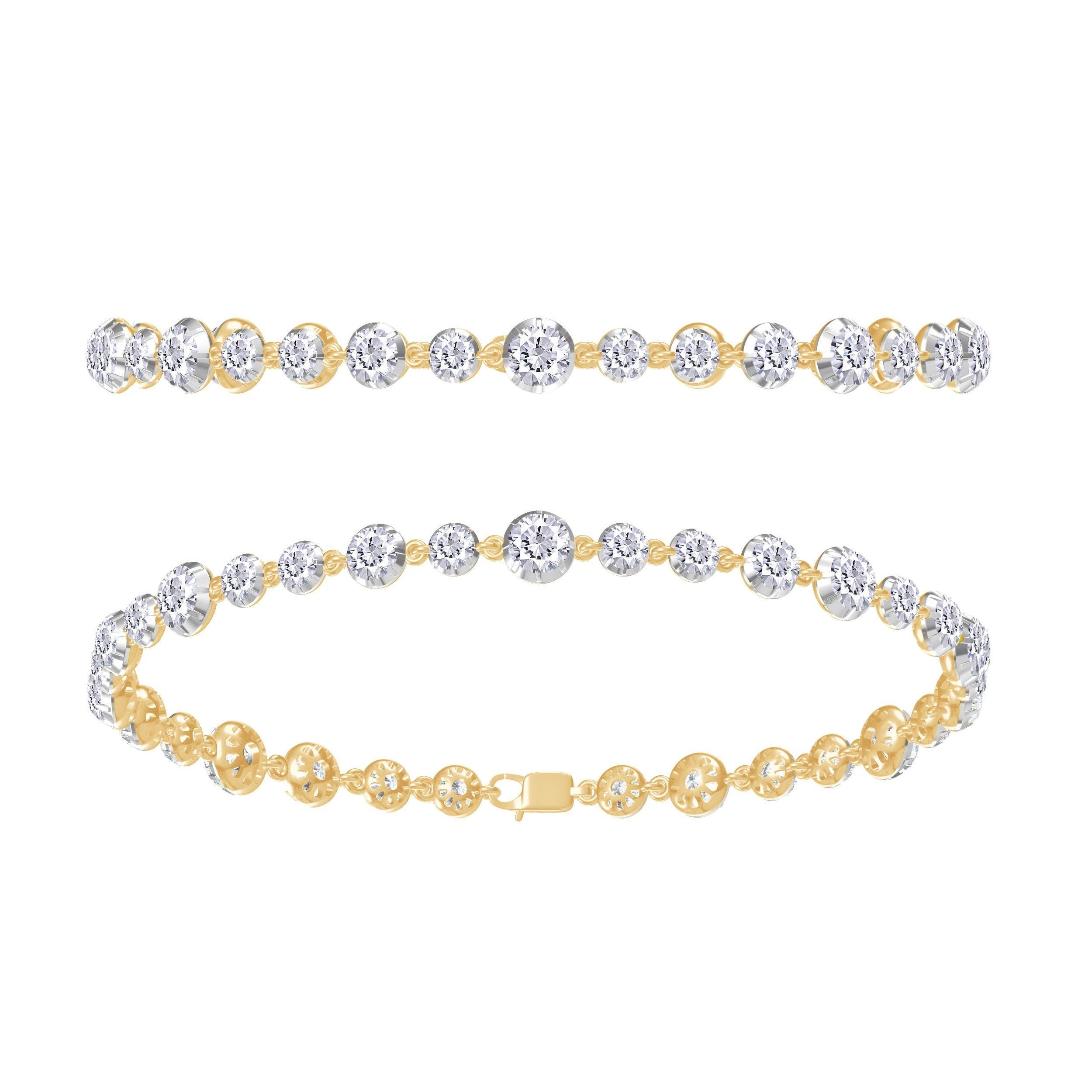 Round Shape Lab Created Moissanite Tennis Link Chain Bracelet for Women in 925 Sterling Silver