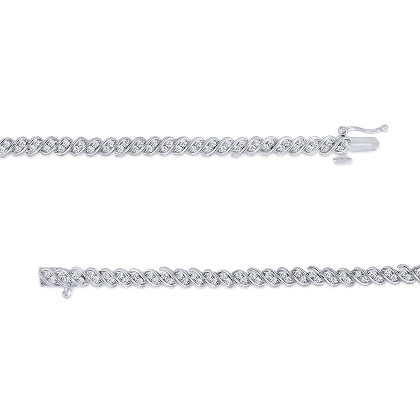 Load image into Gallery viewer, 1 Carat Round Natural White Diamond Twisted Line Bracelet In 925 Sterling Silver

