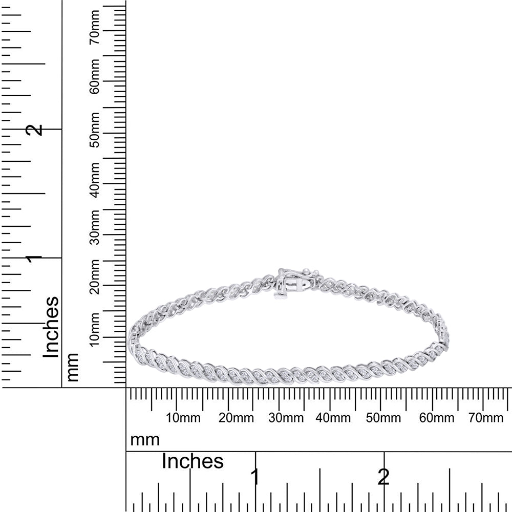 Load image into Gallery viewer, 1 Carat Round Natural White Diamond Twisted Line Bracelet In 925 Sterling Silver
