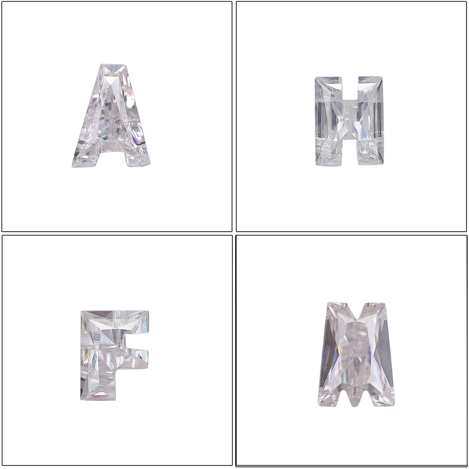 Initial Letter Alphabet White Lab Created Moissanite Loose Gemstone