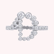 Bubble Round shape Lab Created Moissanite Initial Letter Ring