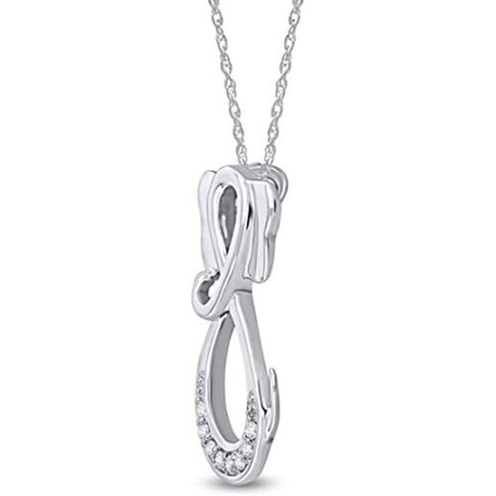 Load image into Gallery viewer, White Natural Diamond Infinity Elephant Pendant Necklace In 925 Sterling Silver (0.10 Cttw)
